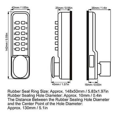 Qivine Mechanical Keyless Door Lock, Push Button Door Lock Keypad 1-11 Digitals Outdoor Gate Locks with Keypad Anti Theft Codes Lock for Bidirectional Gate (Sliver)