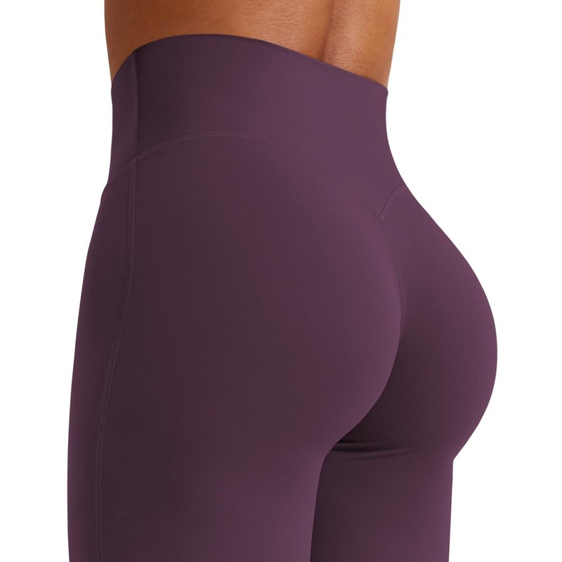 YEOREO Workout Leggings Womens No Front Seam Straight Leggings 33" High Waist Buttery Eddiy Gym Yoga Pants Black Berry Purple L
