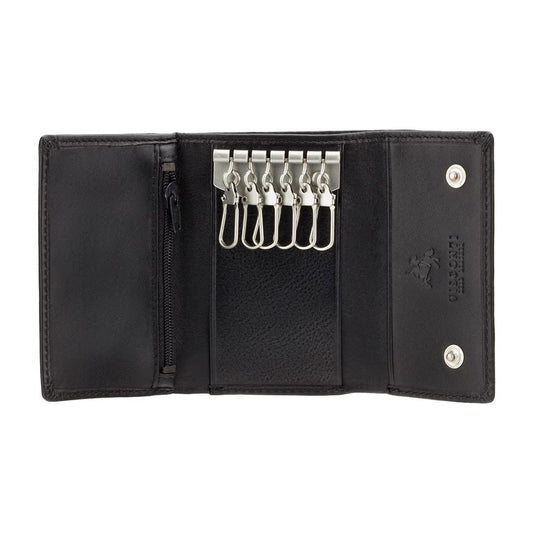 Visconti 1178 Genuine Leather Mens Slim Key Case Wallet/Key Chain Wallet/Key Holder Wallet (Black)
