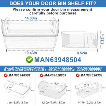 Upgraded MAN63948504 Refrigerator Door Shelf Bin,Compatible With LG/Kenmore Refrigerator Door Shelf Replacement,Replaces LFXS26973S LMXS28626S LFXC22526D Refrigerator Fridge Door Shelves 63948504