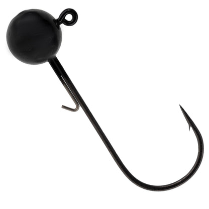 Reaction Tackle Ball Jig Heads - Round Head Jigs for Bass, Walleye, Crappie and Panfish - Soft Plastic Jig Heads for Freshwater and Saltwater - 1/16 Oz - #2 Hook Black (10-Pack)