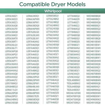 Dryer Heating Element Kit for whirl-pool WED5010LW0 WED5010LW1 WED7000DW2 WED5200VQ0 LER4634JQ0 LER3624PQ0 LER5636EQ3 LER4634PQ0 WED5540SQ0 WED5600SQ0 WED4900XW2 WED5100VQ0