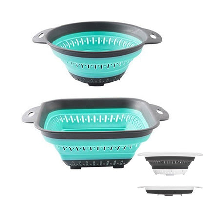 Collapsible Colander and Strainer,Silicone Strainer Colanders & Food Strainers,for Vegetable and Fruit, Kitchen Essentials (2, White, 1.3L+2.5L)