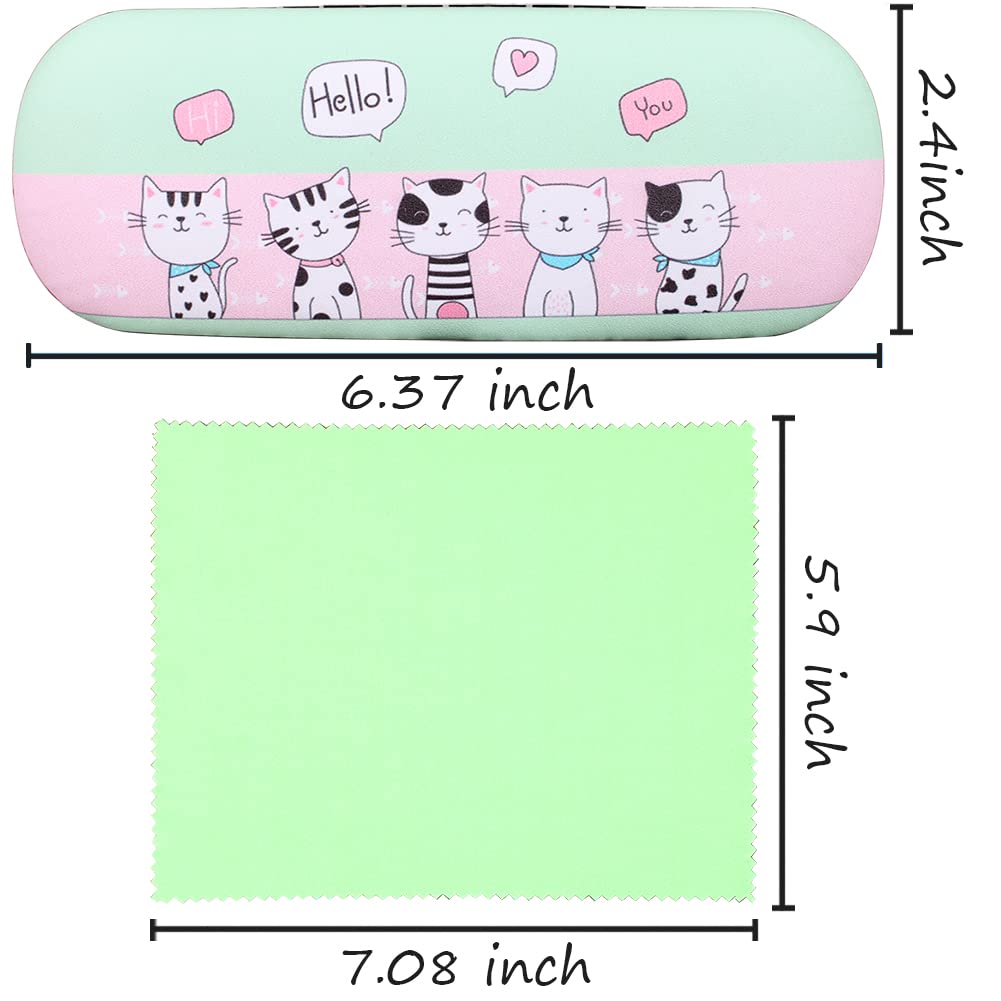 ADBGV 3Pcs Cute Cartoon Hard Shell Eyeglasses Cases Protective Case with Glasses Cloth Storage Box Eyewear Retainer Holder for Girl Teen
