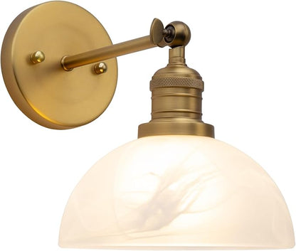 1-Light Vintage Wall Sconce Light with Milk White Glass Shade, Rustic Indoor Wall Mounted Lamp for Bedroom Vanity Bathroom Living Room Over Kitchen Sink