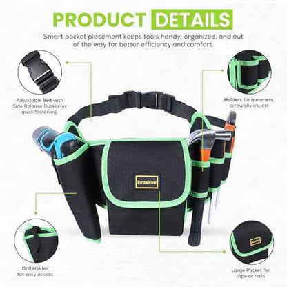 Tool Belt by FormaFleet with Multi-Pocket Tool Pouch, Adjustable Toolbelts for Men, Electrician Tool Pouch, Carpenter Tool Belt, Built for Comfort and Heavy-Duty Use