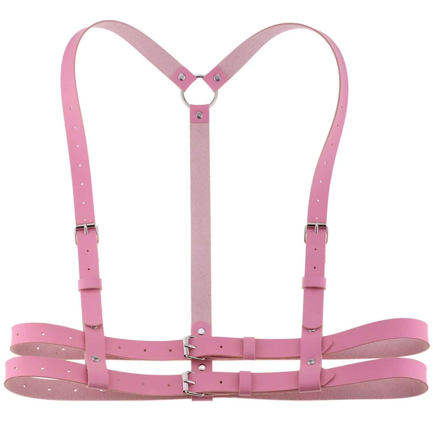 eYLun Women Leather Harness Punk Body Waist Belt - Adjustable Goth Straps Pink
