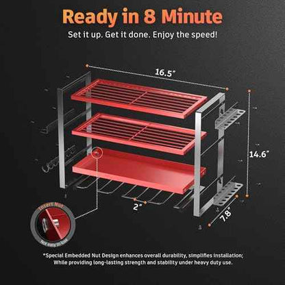 Power Tool Organizer Wall Mount, 4 Layer Drill Holder Wall Mount, Heavy Duty Tool Rack, Garage Tool Organizers and Utility Storage Rack for Drill Holder Charging Station, Perfect for Father's Day Gift