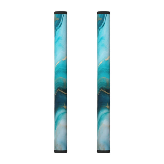 Edafol Teal Turquoise Liquid Marble 2 Pcs Refrigerator Door Handle Covers Set of 2 Non Slip Kitchen Appliance Fridge Handle Cover Oven Microwave Dishwasher Handle Dust Covers Protector