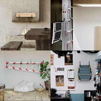 Ihomepark Garage Ladder Hooks Heavy Duty, 9" Wall Mounted Storage Hanger Utility Organizer for Bicycle, Canoe, Folding Chairs, Bike and Tools(6 Pack, Grey)