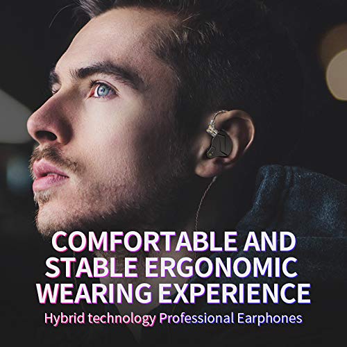 erjigo KZ ZSN Pro Dynamic Hybrid Dual Driver in Ear Earphones Detachable Tangle-Free Cable Musicians in-Ear Earbuds Headphones (Gray Without Mic)