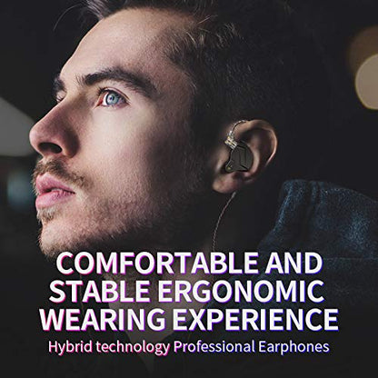 erjigo KZ ZSN Pro Dynamic Hybrid Dual Driver in Ear Earphones Detachable Tangle-Free Cable Musicians in-Ear Earbuds Headphones (Gray Without Mic)