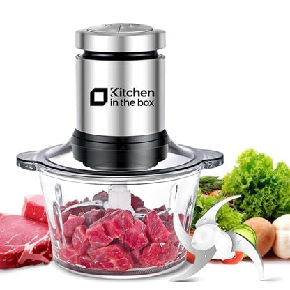 Kitchen in the box Mini Food Processor, Electric Meat Grinder & Food Chopper with 400W Powerful Veggie Chopper-One 3 Cup Bowl & S Blades for Meat/Fish/Vegetable/Baby Food