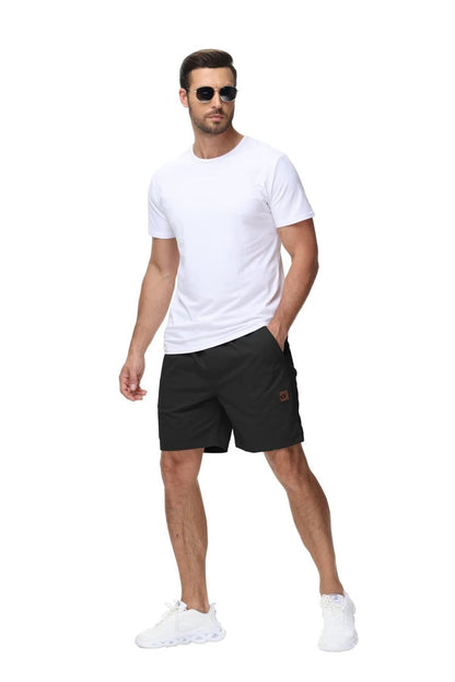 Yundobop Men's Casual 7 Inch Shorts Twill Drawstring Summer Beach Stretch Golf Shorts with Zipper Pockets Black 38