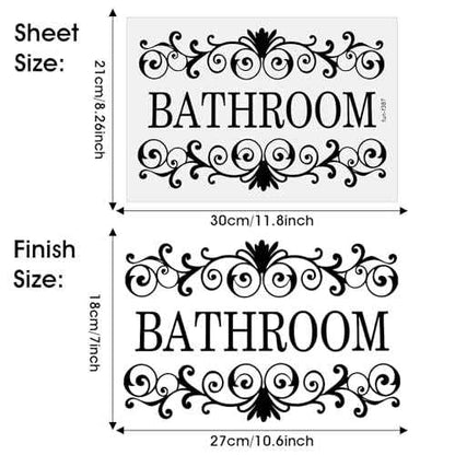 JIEYAO 2 Pcs Black Vine Bathroom Wall Decals, Vinyl Bathroom Wall Stickers Wall Art for Bathrooms Removable Peel and Stick