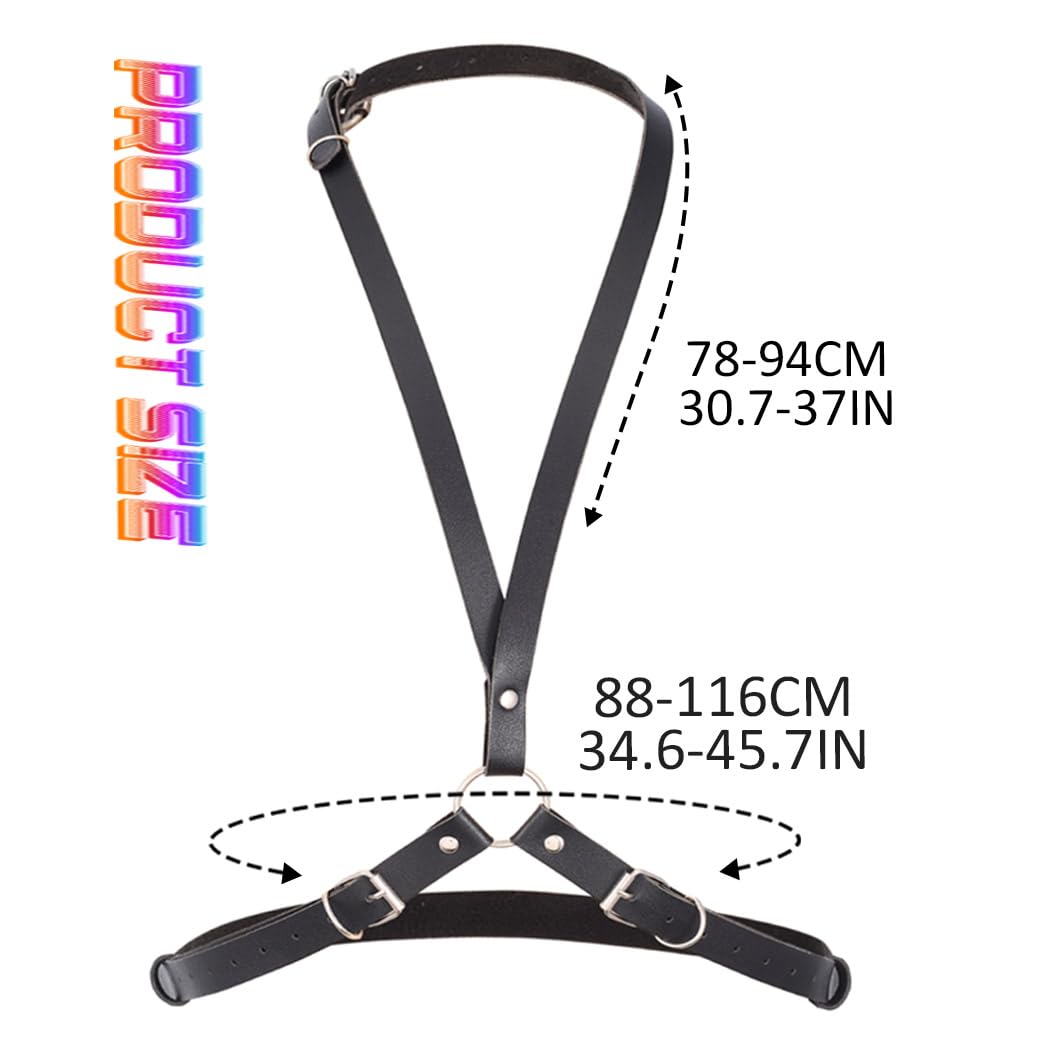 COSYDAYS Punk Leather Chest Harness Black Waist Harness Belt Plus Size Gothic Body Accessories for Women