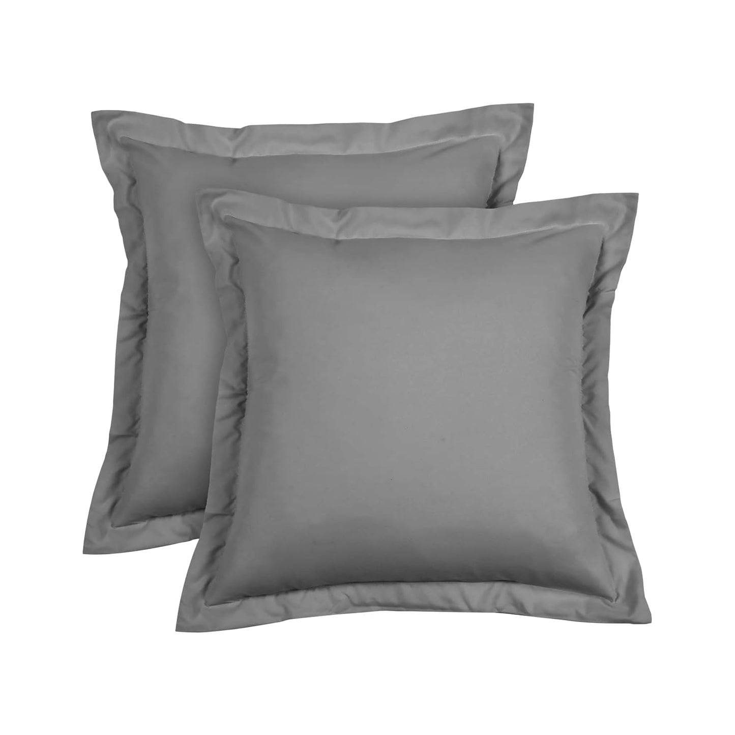 Euro Sham Covers 26x26 Set of 2 Dark Grey 600 Thread Count 100% Egyptian Cotton Pack of 2 Euro 26x26 Pillow Covers Cushion Cover Cases Soft Skin Friendly European Size Decorative Square Pillow Shams