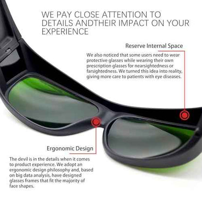 Professional IPL Safety Glasses OD 5+, 200-2000nm Reliable Absorption Filtering Laser Eye Protection Goggles, Anti-fog, UV400 Protection for IPL/OPT Pulsed Light Hair Removal, Beauty therapy