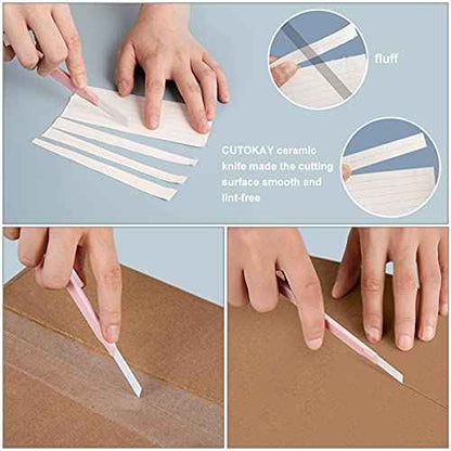 Ceramic Box Cutter Utility Knife Ceramic Blades Finger Safe Paper Knives Retractable Craft Cutter Friendly Cutters for Foam Cardboard Cutting Auto-Lock clip [5-Pack]