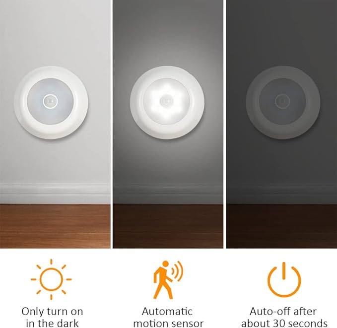 DLLT Battery Operated Motion Sensor Light Indoor, Battery Powered Ceiling Light with 300LM, 5000K, 5.9 inch Wireless Ceiling Light for Closet Stair Hallway Shower Shed Garage Pantry Basement