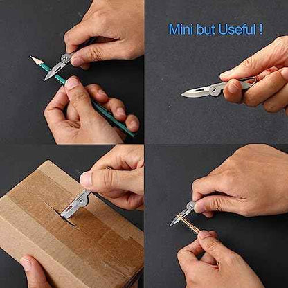Titanium Alloy Small Keychain Knife, Mini Folding Pocket Knife, EDC Box Cutter, Small Gift for Women Men (Titanium Alloy Handle/440C Steel Blade)