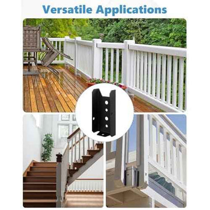 2x4 Fence Brackets for Wood Rail, 80 Pack Black Deck Railing Brackets for 2¡± X 4¡± Wood Post, Thickness 1.2mm(18 Gauge) Fence Bracket, Screws Not Included