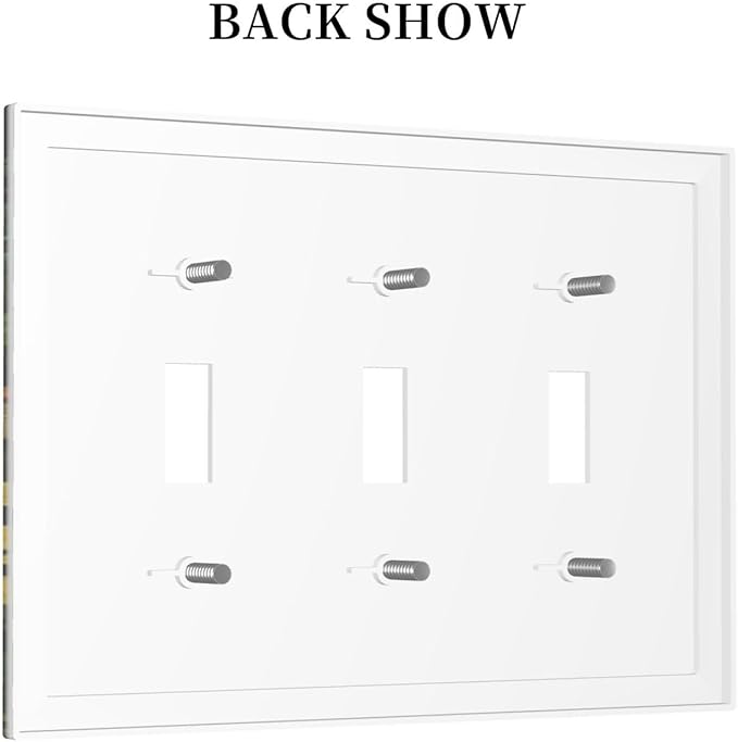 Mushrooms Forest Nature Botanical Art Light Switch Covers 3 Gang Triple Toggle Wall Plate Decorative Switchplate Electrical Faceplate for Farmhouse Living Decor