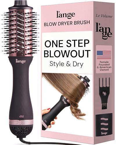 L'ANGE HAIR Le Volume 2-in-1 Titanium Blow Dryer Brush | Hot Air Brush for Hair Drying & Styling | Ionic Oval Barrel for Smooth, Frizz-Free Volume | (Blush – 75mm)