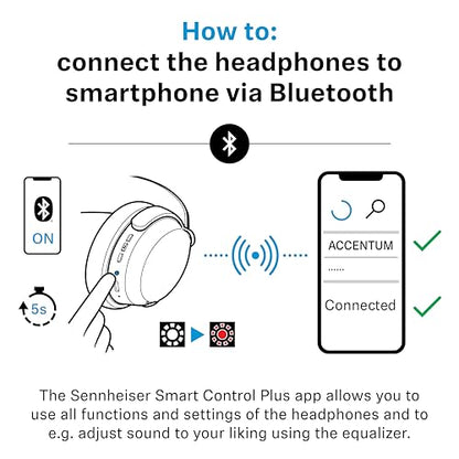 Sennheiser ACCENTUM Wireless Bluetooth Headphones Noise Cancelling - Up to 50HR Playtime, Hybrid Noise Cancelling (ANC), All-Day Comfort, Bluetooth Over Ear Headphones for School, Traveling, Black