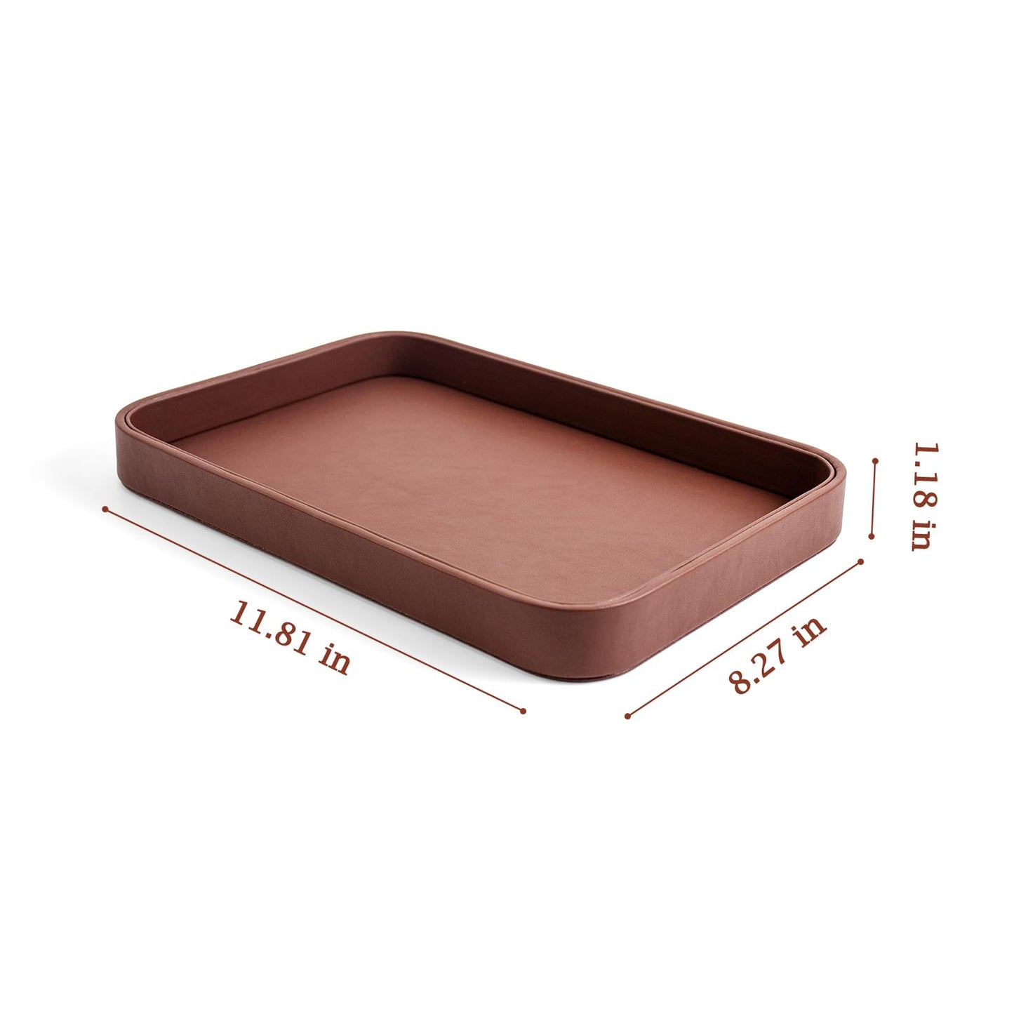 SANQIANWAN Faux Leather Valet Tray for Men Nightstand Bedside Entry Table Tray Catchall Tray for Keys,Wallet,Phone,Watch,Jelwery and Coin Gift for Dad Husband Boyfriend Uncle (Brown)