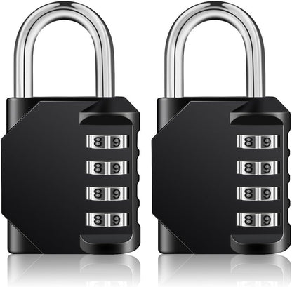 ZHEGE Padlock, Combination Lock 4 Digits, Outdoor Padlock Weatherproof for Gym Locker, Garden Fence Gate (Black)