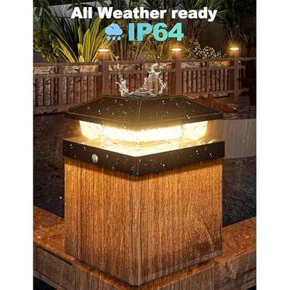 VOLISUN 4x4 Solar Fence - Post Cap Lights 12pack Outdoor Waterproof, Black Deck Post Cap Light with Warm White,for 4x4 Wooden/4x4 Vinyl