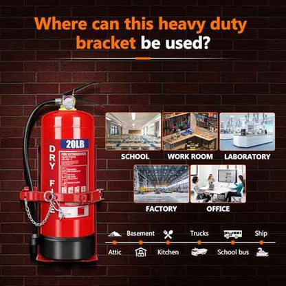 Heavy Duty Vehicle Bracket,Fire Extinguisher Brackets&Mounts-St12 Steel Red, Fit 20lb Dry/10lb Co2 Extinguisher-for School,Garage,Vehicle,Boat,Truck Generic Replacement for 810 by amerex