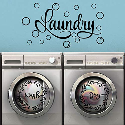 Zonon Laundry Stickers Laundry Room Decor Decal Quote Wash Dry Sticker for Home Apartment Washing Machine Dryer Room Decor