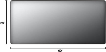 ISKM Large Black Matte Mirror for Bathroom 60" x 28" Round Corner Wall Mounted Mirror Modern Rectangle Metal Framed Bathroom Mirror for Wall Hangs Horizontal Or Vertical