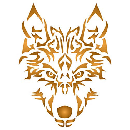 Wolf Stencil, 4.5 x 6 inch - Halloween Animal Canine Artic Wolf Head