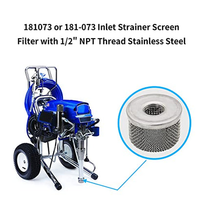 181073 or 181-073 Inlet Strainer Screen Filter with 1/2" NPT Thread Stainless Steel for Airless Paint Sprayer 455 495 Ultra 500 Ultra Max 695