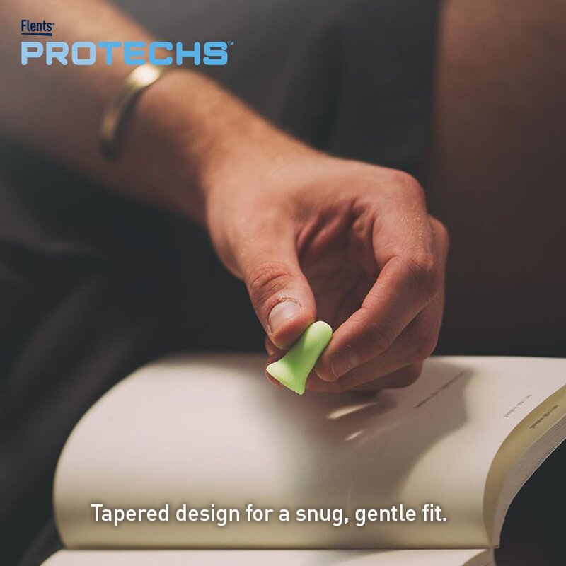 Flents Protechs Foam Ear Plugs, 10 Pair with case Sleeping, Snoring, Loud Noise, Traveling, Concerts, Construction, Studying, Work, Shooting, NRR 33, Noise Cancelling, Green, Made in the USA