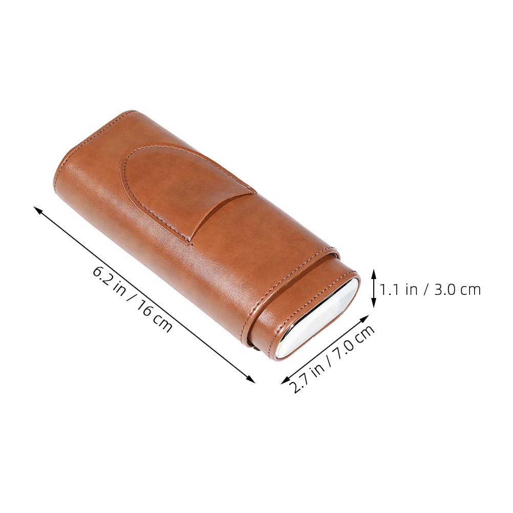 CIYODO Portable Pu Leather Cigar Humidor Case Travel Cigar Holder for Men 3- Capacity Lightweight Protective Storage Box for Outdoor Use