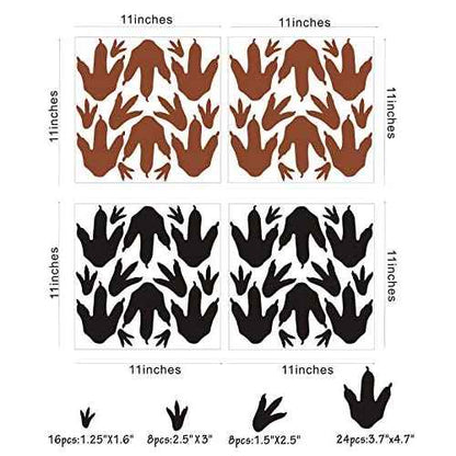 Dinosaur Footprints Wall Decals (56pcs) 4 Size Dinosaur Tracks Decals Dinosaur Decor Baby Nursery Decals Removable Peel and Stick Vinyl Decals for Boy Bedroom Decorations