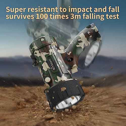 BUYSIGHT Rechargeable Spotlight Flashlight, High Lumen Hand held Spotlight Waterproof Flashlight Hunting Lamp with red Filter£¨ Camouflage Green Mini