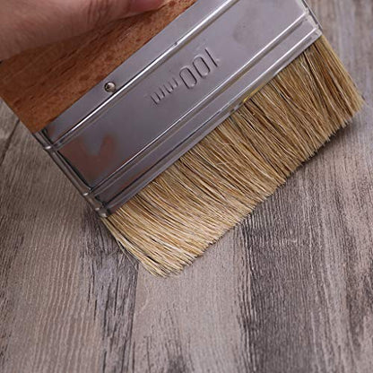Wide Flat Chalk & Wax Finishing Brush Wood Handle Natural Bristle Brush For Hobby Paint Faux & Wax Finishing Stenciling Painting Brush Set Acrylic