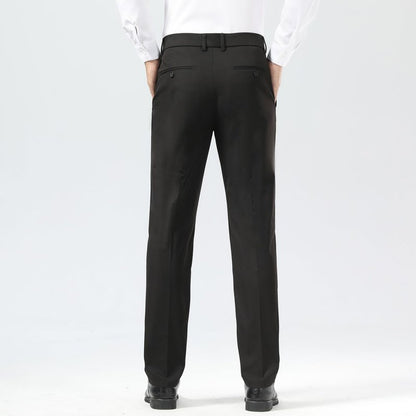 Plaid&Plain Men's Dress Pants Slim Fit Stretch Khaki Pants Wrinkle Free 8802 Black 34x28