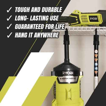 DAULT American-Made Heavy Duty Garage Storage Hooks for Ryobi Expand-It Attachments | Tool Organizer Hangers | Wall Mount Utility Hooks | Set of 3 | Made in U.S.A. (Patented)