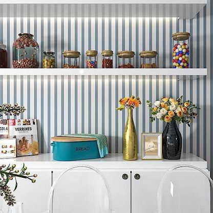 Cohoo Home Striped Peel and Stick Wallpaper Boho Contact Paper for Cabinets Grey and White Stripe Contact Paper Line Modern Wallpaper for Bedroom Self-Adhesive Removable Boy Room Shelf 17.3inW 78.7inL
