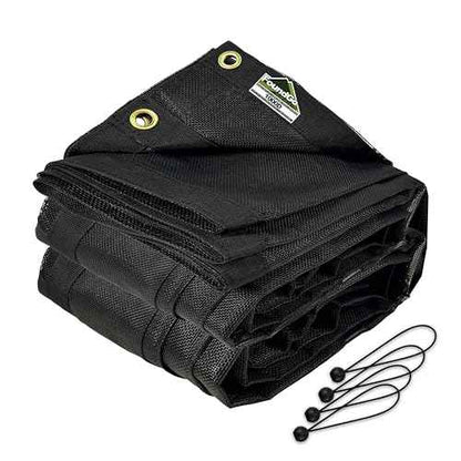 FoundGo 6' x 14' Dump Trailer Tarp [18oz] Heavy Duty Dump Truck Mesh Tarp with Grommets Vinyl Coated Waterproof Truck Cover with Double Pocket incl. 4X Elastic Rope