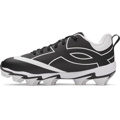 Under Armour Boys' Leadof Icon Low RM JR Baseball Cleats, (001) Black/Black/White, 3, US