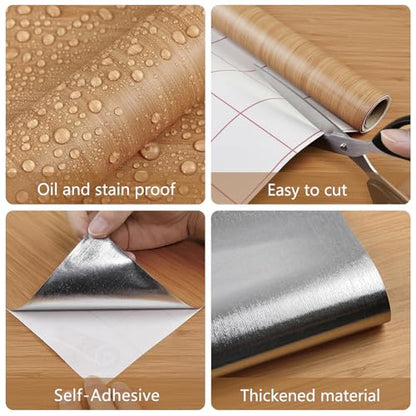 Brown Wood Grain Contact Paper 15.7¡Èx78.7¡È Wooden Peel and Stick Wallpaper Self-Adhesive Removable Waterproof Vinyl Film for Cabinets Countertops Furniture