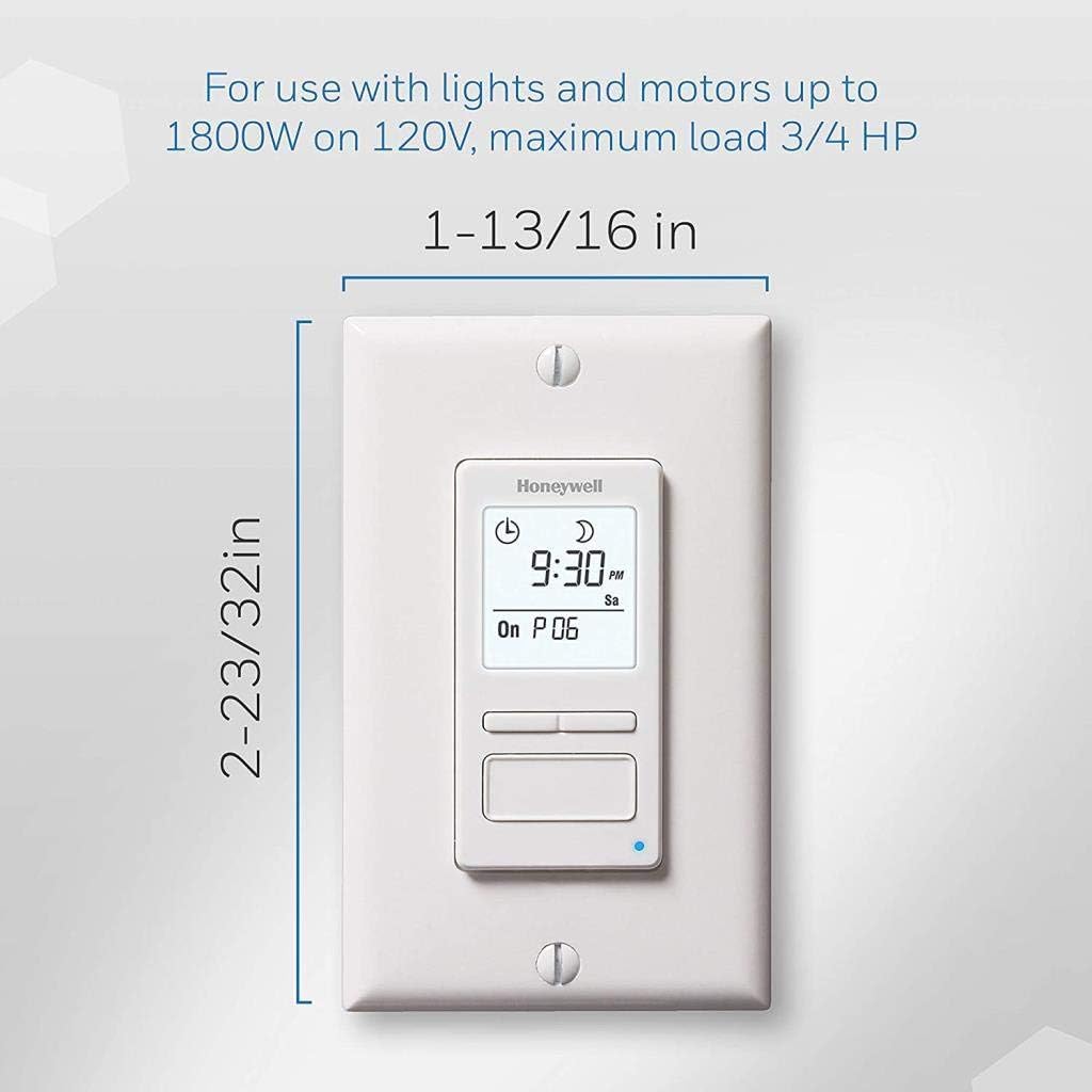 Honeywell Home RPLS740B ECONOswitch 7-Day Solar Programmable Switch, Lights and Motors, Indoor and Outdoor, Energy Saving, White