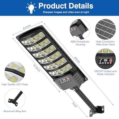 Solar Street Lights Outdoor Waterproof,50000LM 320¡Æ Angle Solar Light,5730LED Parking Light with Motion Sensor and Remote Control for Outdoor, Streets, Courtyards,Parking Garages,-2Pack